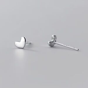 Pair Tiny Heart Stud-Solid 925 Silver - SS006 Silver